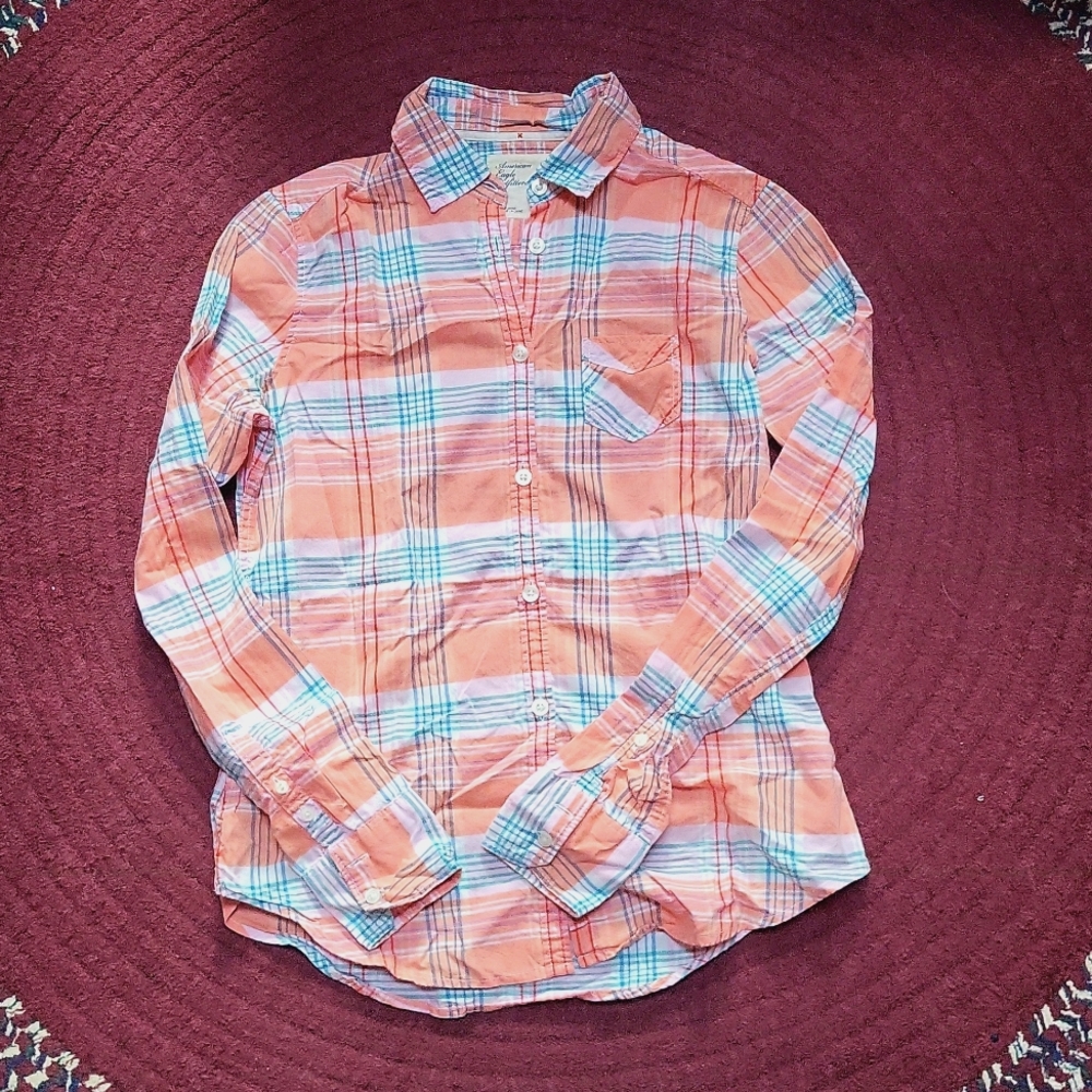 American Eagle Plaid Long Sleeve Shirt